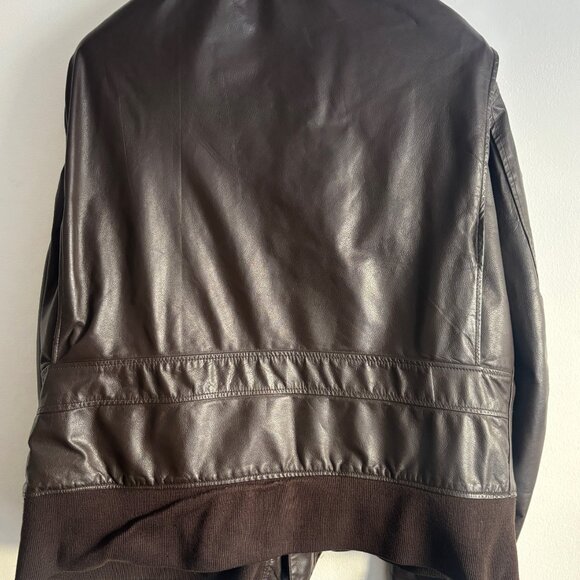 Excelled Brown Leather Aviator Bomber G-1 Jacket- Sherpa Collar, Patches -XL-XXL - Picture 10 of 15